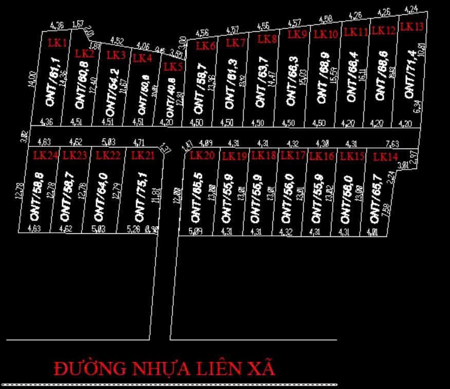 Sơ đồ phân lô 24 lô đất nền Bãi Sạy Triệu Việt Vương