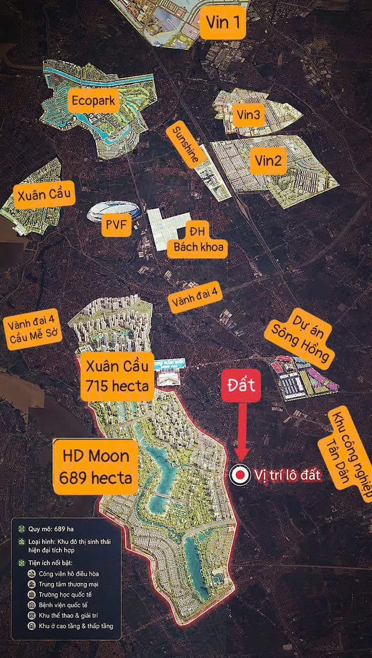 Vị trí tổng thể đất Triệu Việt Vương trong vùng Ecopark, Xuân Cầu, Vành đai 4